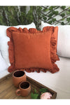 Decamor Home Vintage Ruffled Brick Red Cinnamon Pillow Cover 1