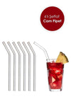 ARVALE Transparent Set of 6 Glass Curved Straws 1