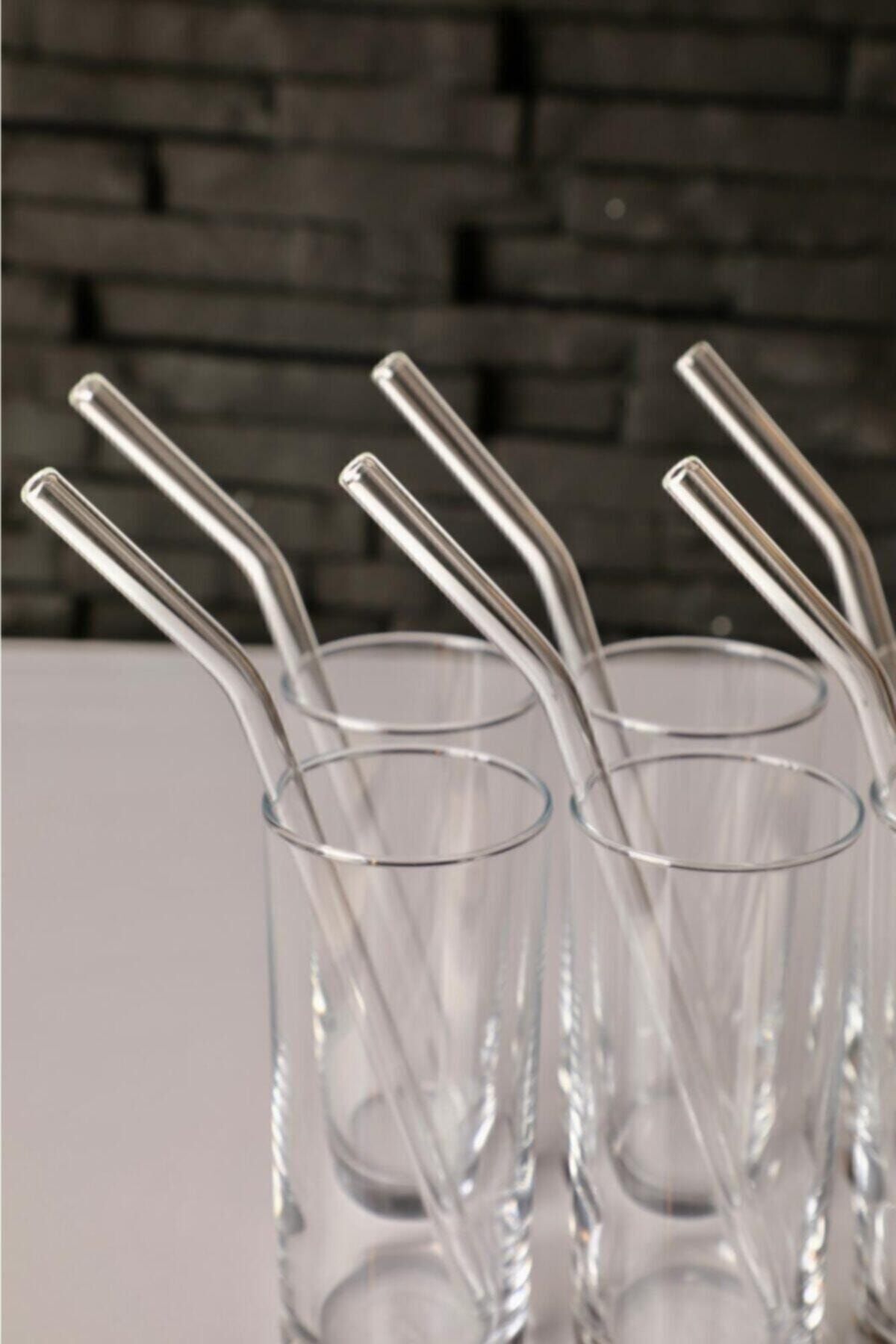 ARVALE Transparent Set of 6 Glass Curved Straws 3