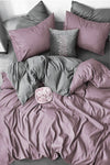 IQON Fitted Sheet Duvet Cover Set Double Rose-Grey 1