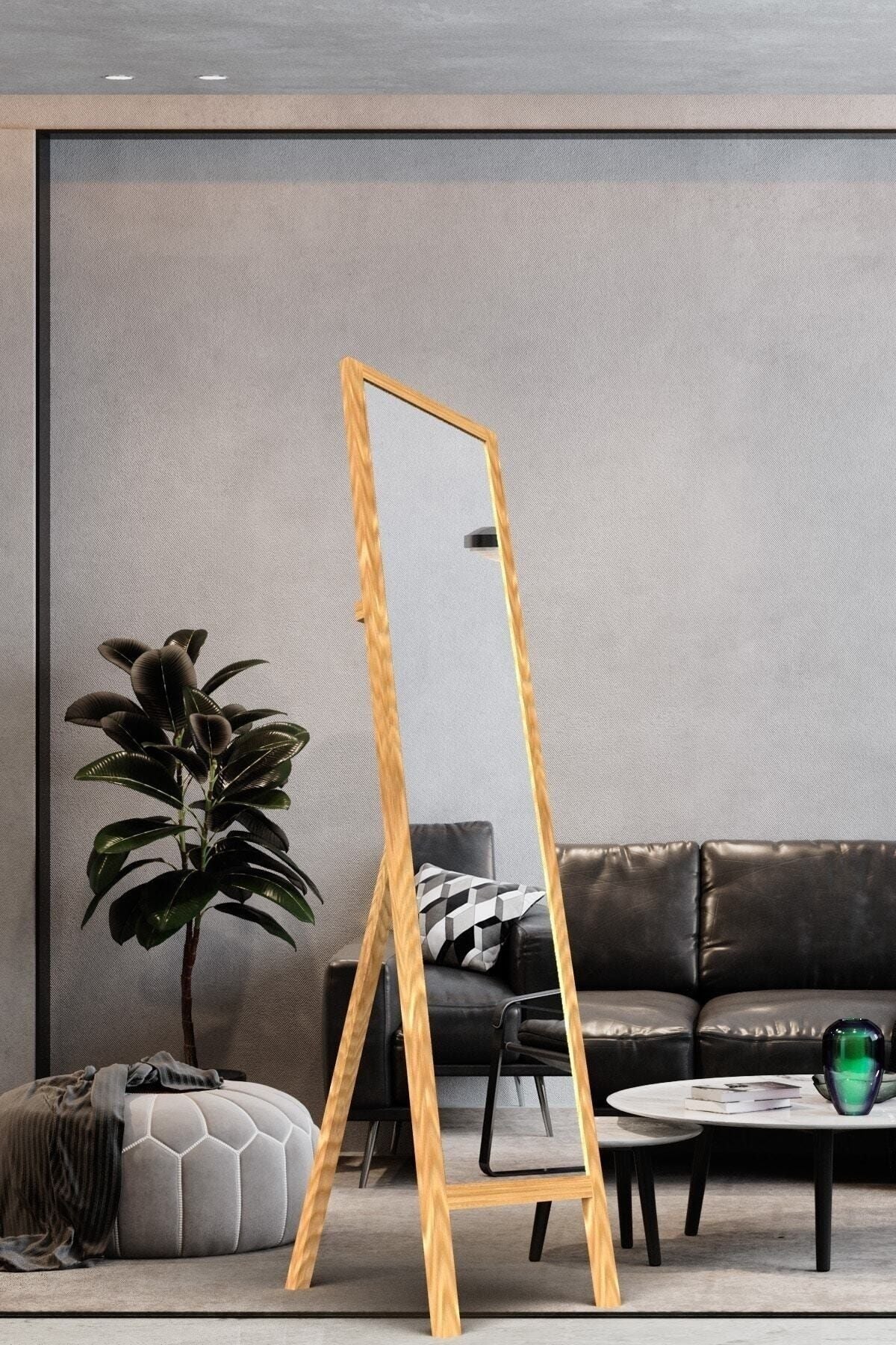 HediyeSet Natural Wooden Standing Full-Length Mirror 1