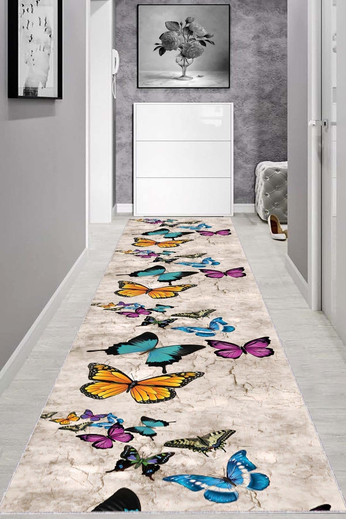 Lizia Home Butterfly Non-Slip Machine Washable Custom Size Runner AR1170 1