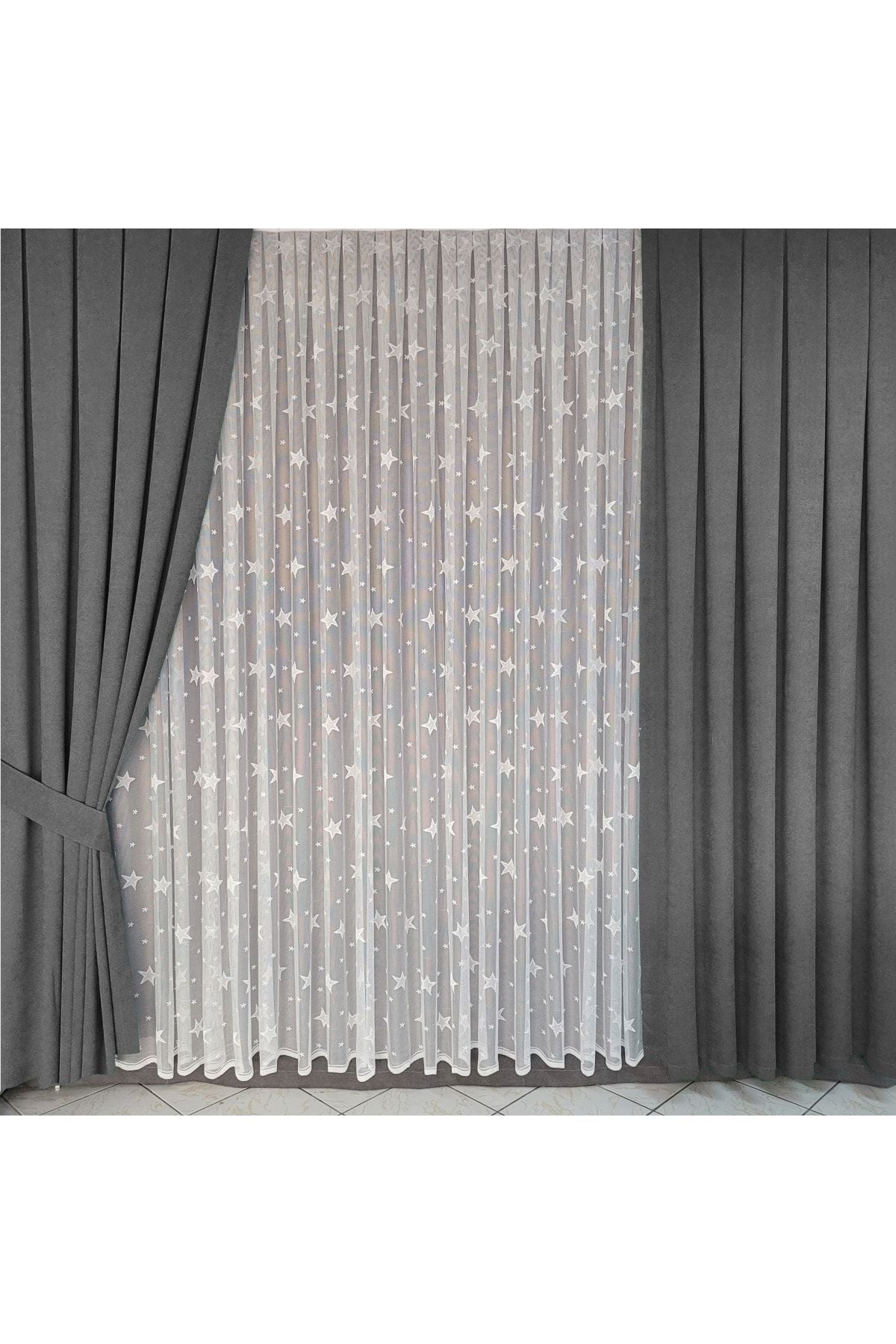 Yuka Diamond Double Wing Gray Velvet Textured Tightly Pleated Plain Ada Curtain Simple 80 X 270 2