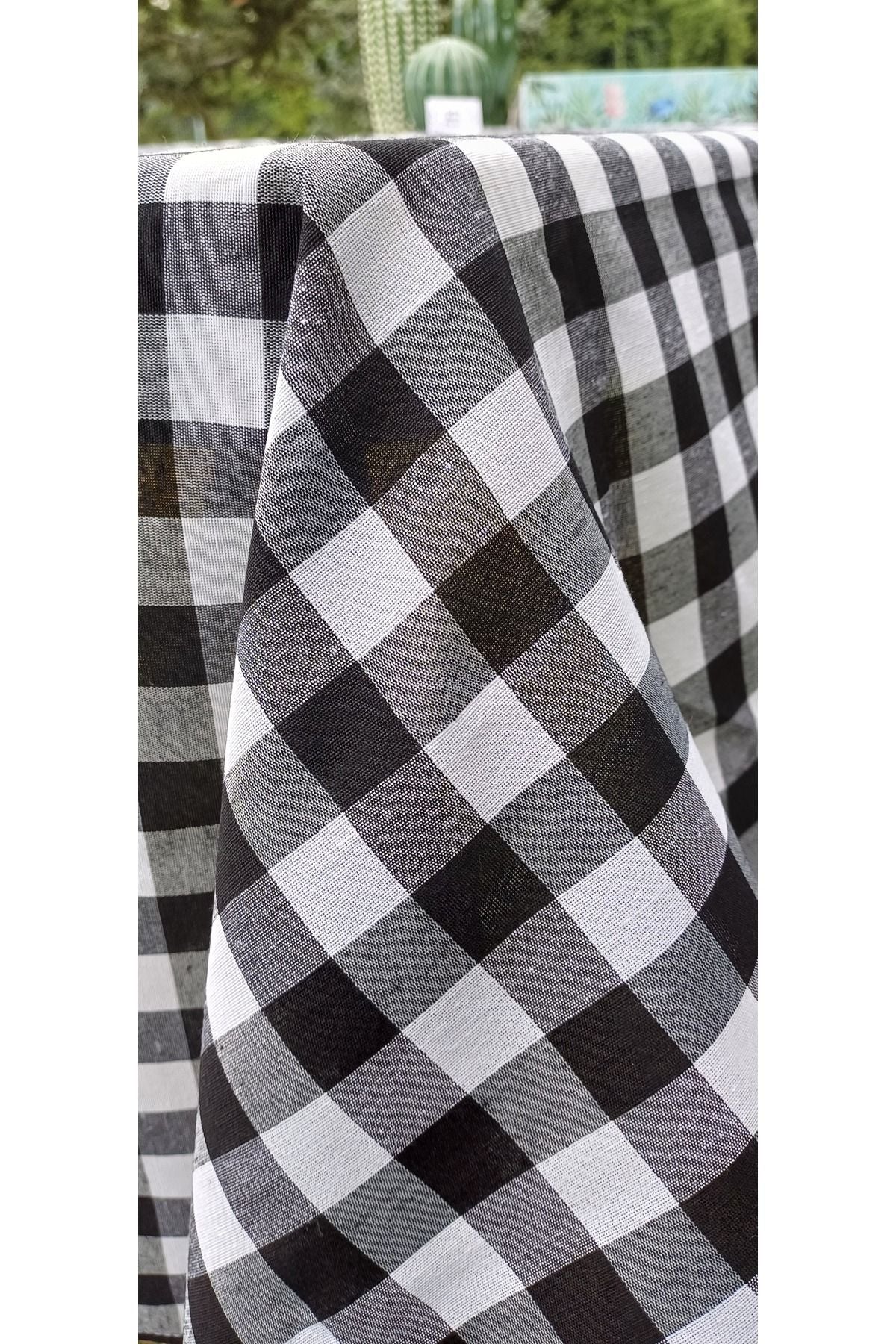 Sofrabezidiyari Piti Checkered Black Tablecloth, Table Cover, Picnic Blanket Cotton 3