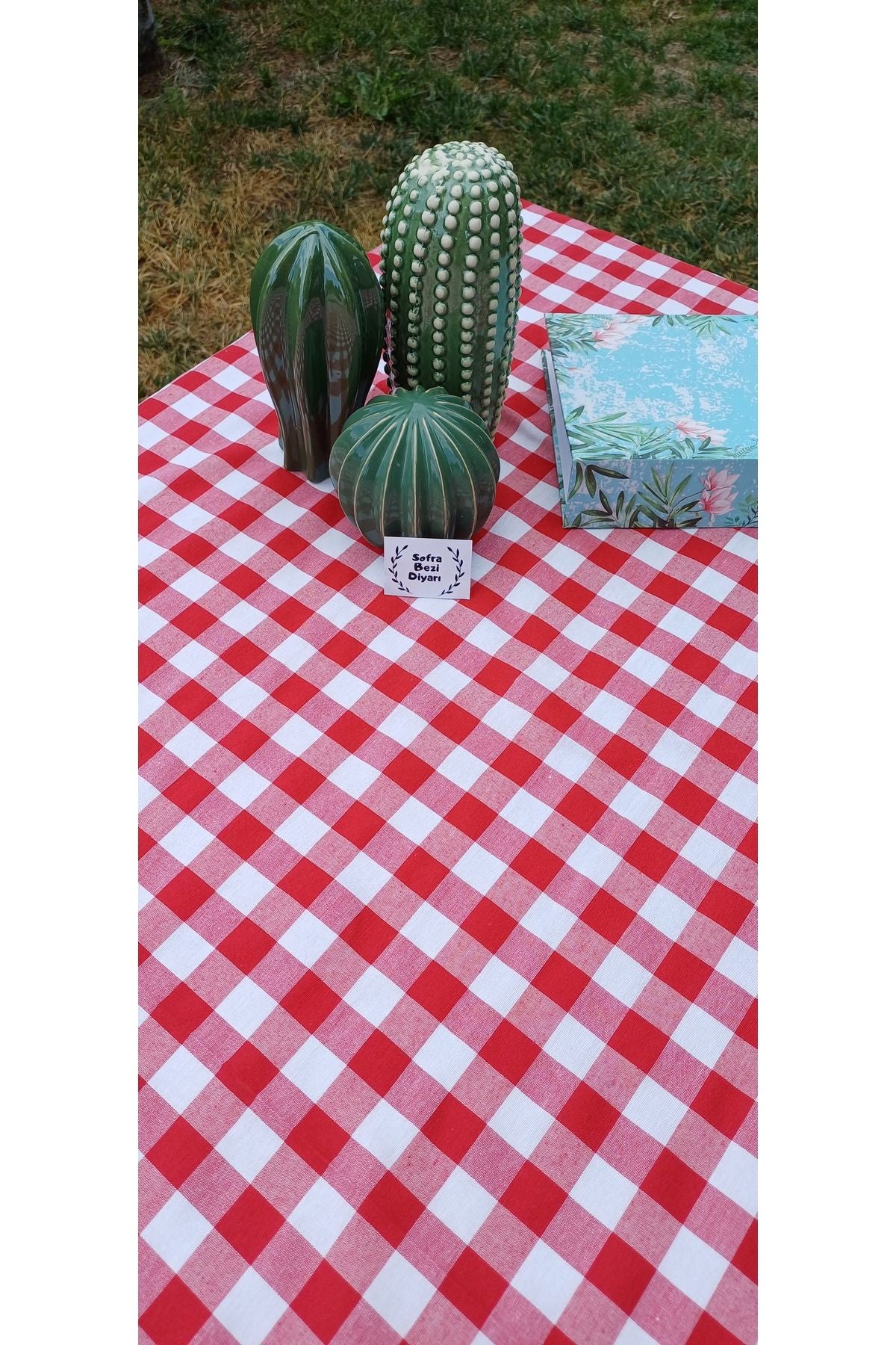 Sofrabezidiyari Piti Checkered Red Tablecloth, Table Cloth, Picnic Cloth Cotton 1