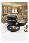 Evita 7 Piece Glass Lid Granite Sphere Casserole Pot Set Oyster Gold Color 1