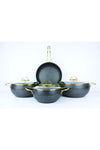 Evita 7 Piece Glass Lid Granite Sphere Casserole Pot Set Oyster Gold Color 3