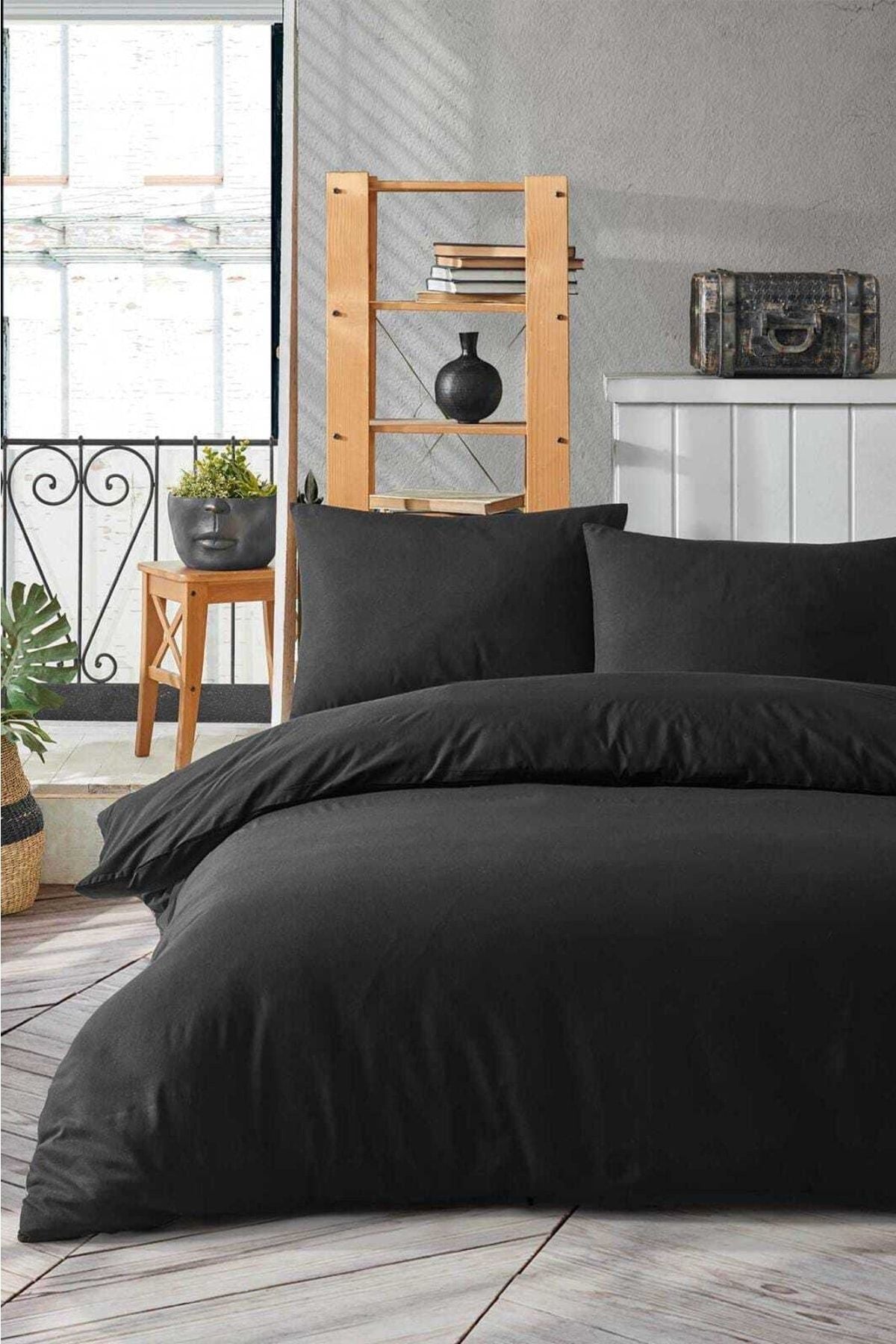 Üntaş Life 200x220 Plain Black Double Duvet Cover Set 1