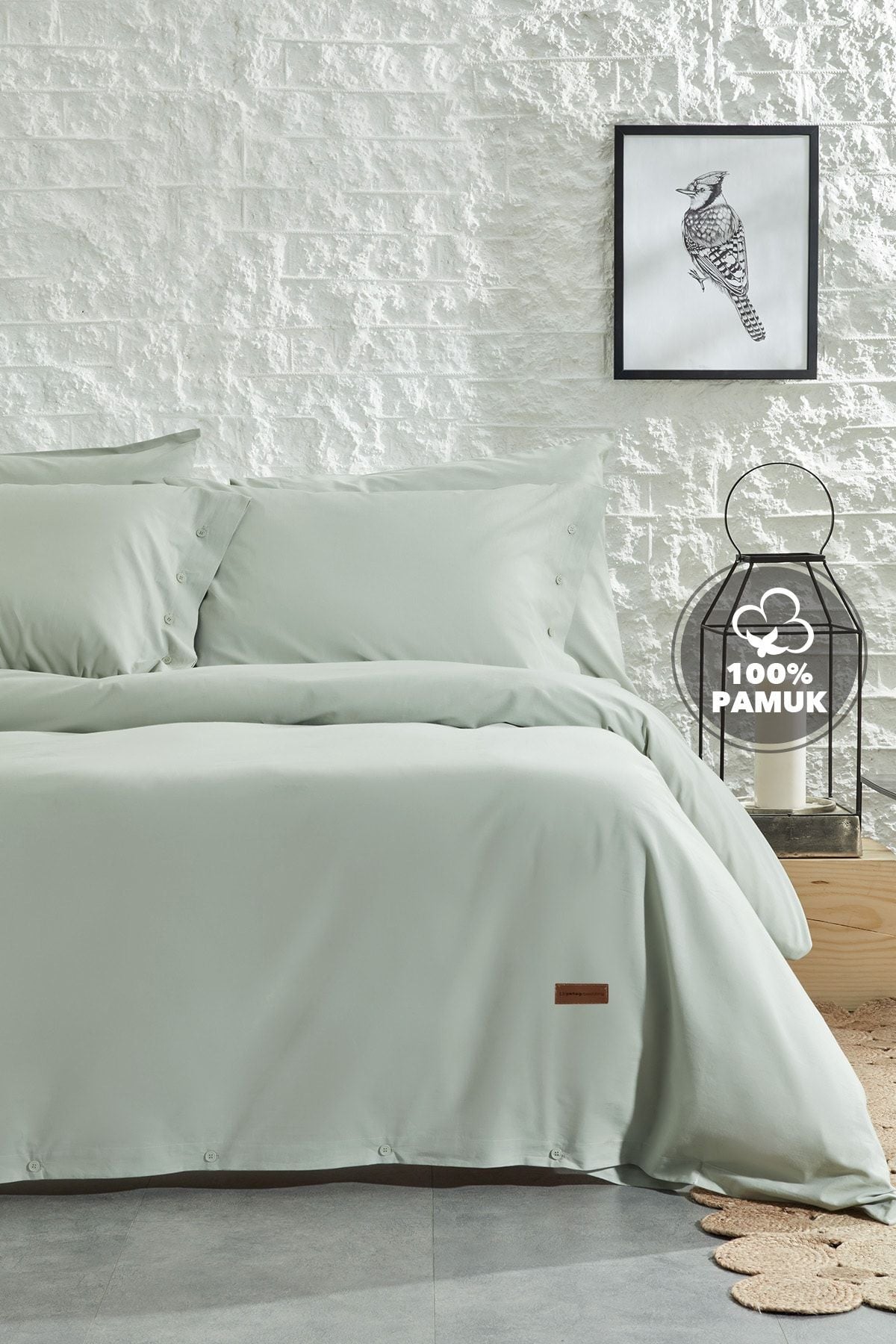 Yataş Plain Double Ranforce Washed Duvet Cover Set - Sage 1