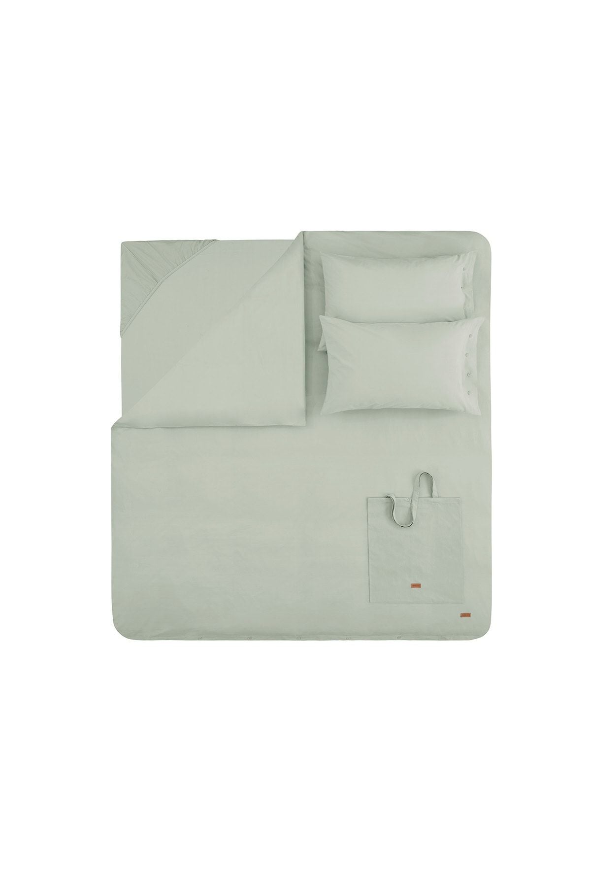 Yataş Plain Double Ranforce Washed Duvet Cover Set - Sage 3