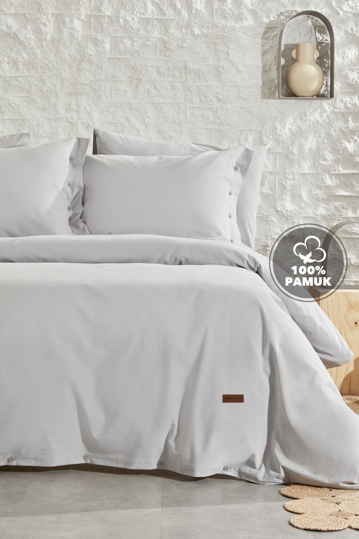 Yataş Plain Double Ranforce Washed Duvet Cover Set - Gray 1