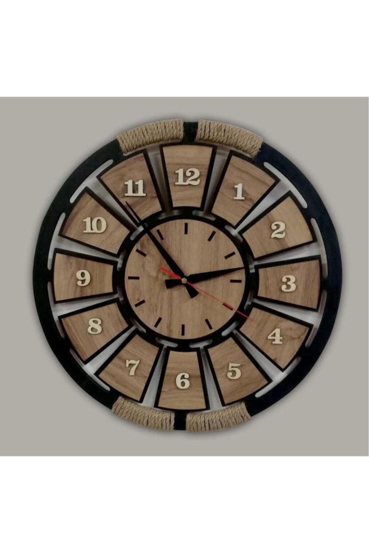 Hediyekolisi Wooden Rope Decorative Wall Clock 3