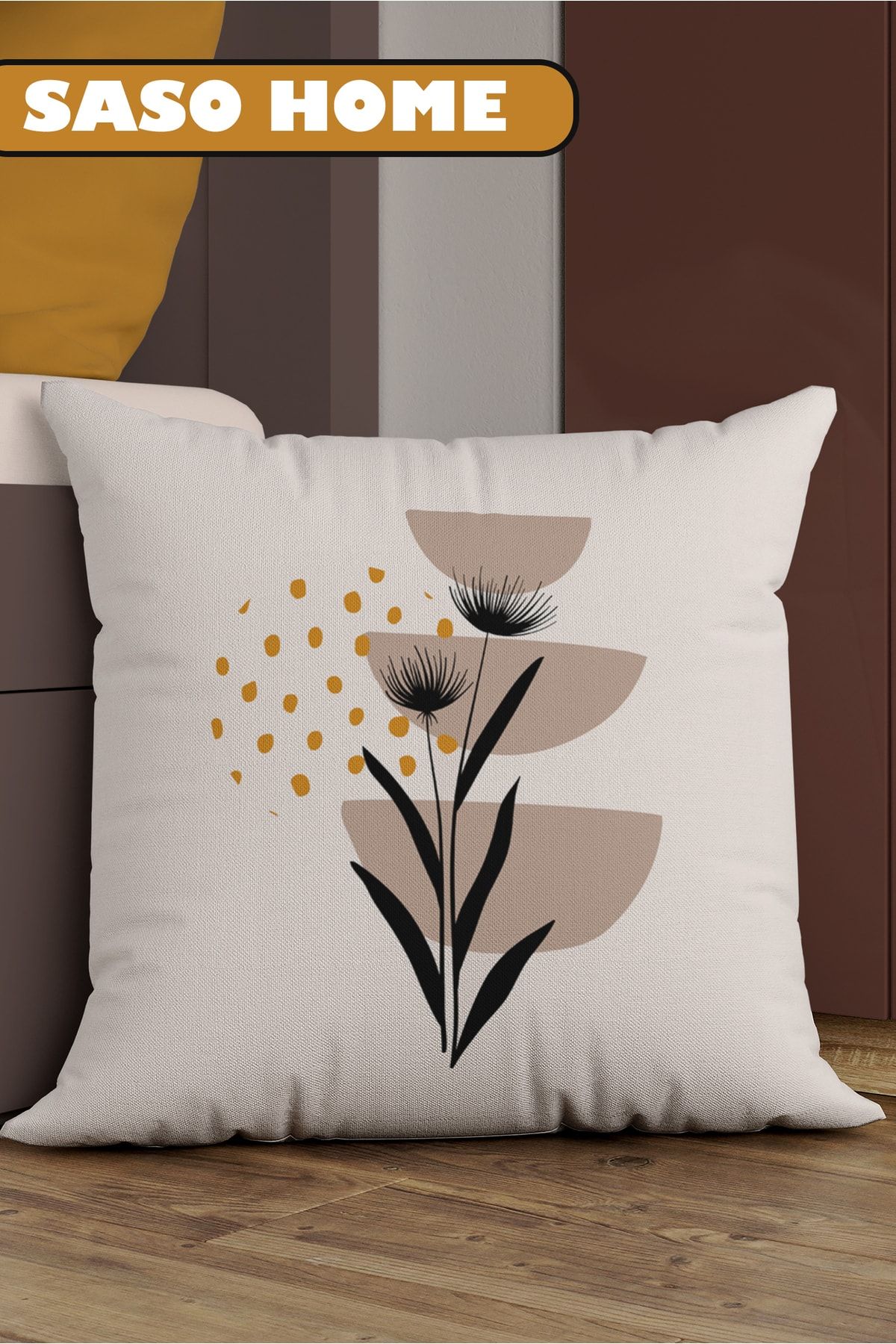 SasoHome Spring Flowers Patterned 3D Digital Printed 4-Pack Decorative Gift Cushion Cover - Pillow Cover 5