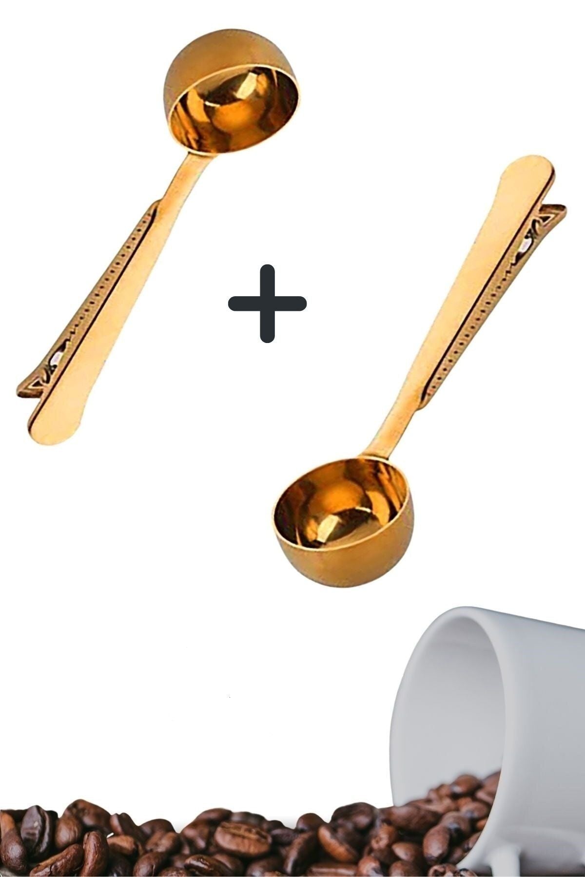 Buffer ® 2 Piece Coffee Measuring Spoon Gold Multi-Functional Stainless Steel Spoon 1