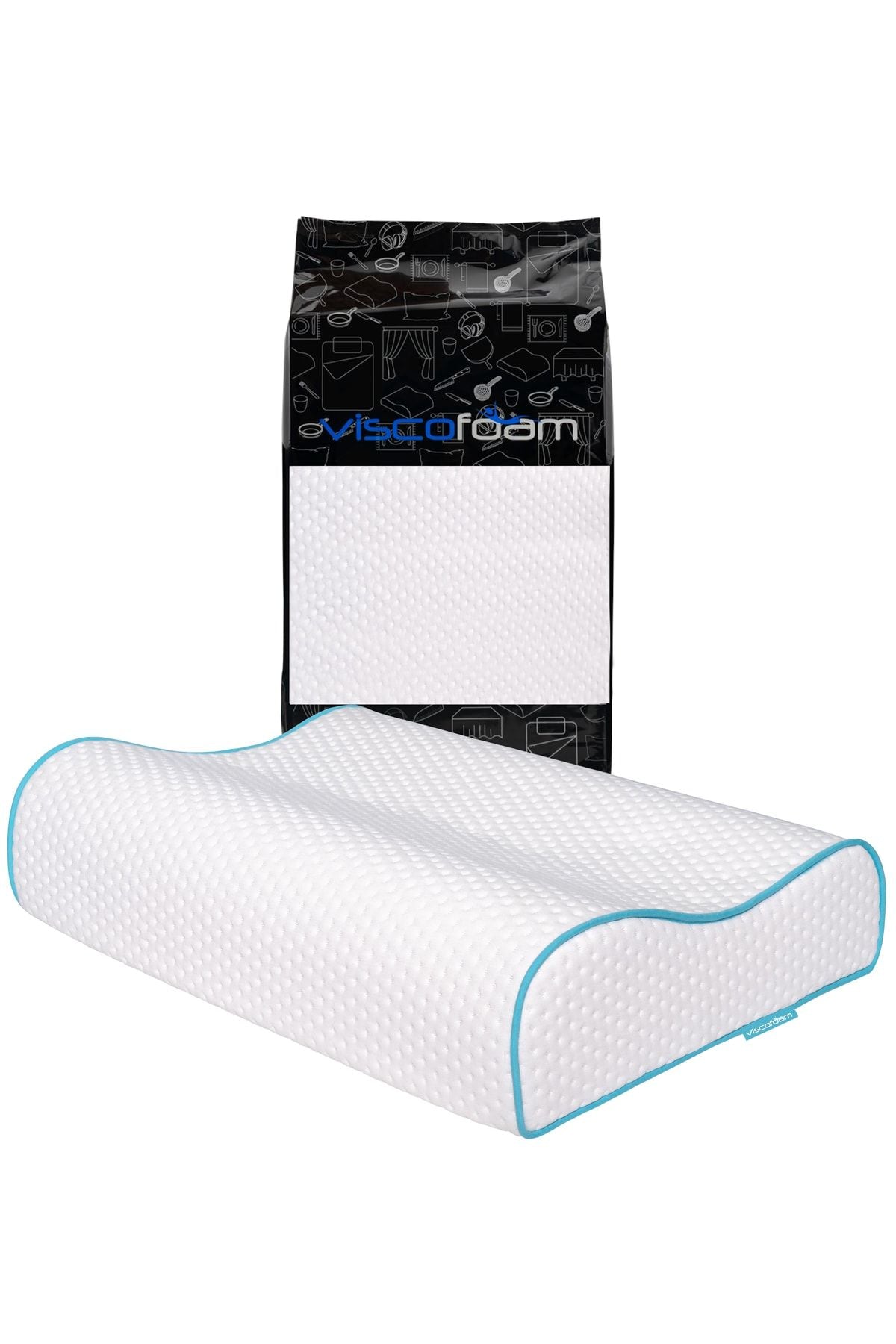 Viscofoam High Neck Support Orthopedic Pillow Dual Neck Support Visco Pillow - 60x40x14-12cm 1