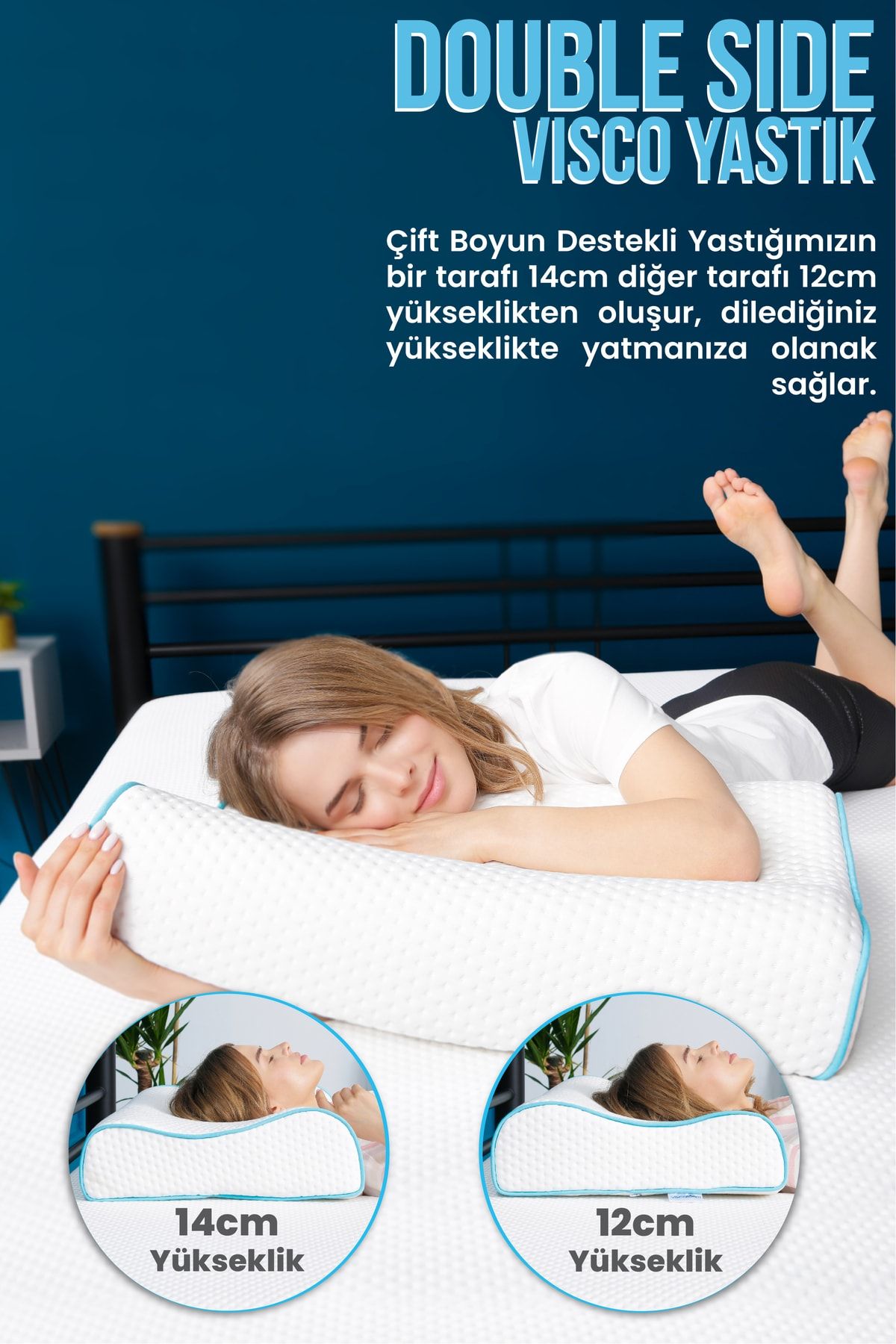 Viscofoam High Neck Support Orthopedic Pillow Dual Neck Support Visco Pillow - 60x40x14-12cm 4