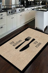 Decomia Home Digital Printed Non-Slip Jute Look Kitchen Rug with Black Frame - d5034 1