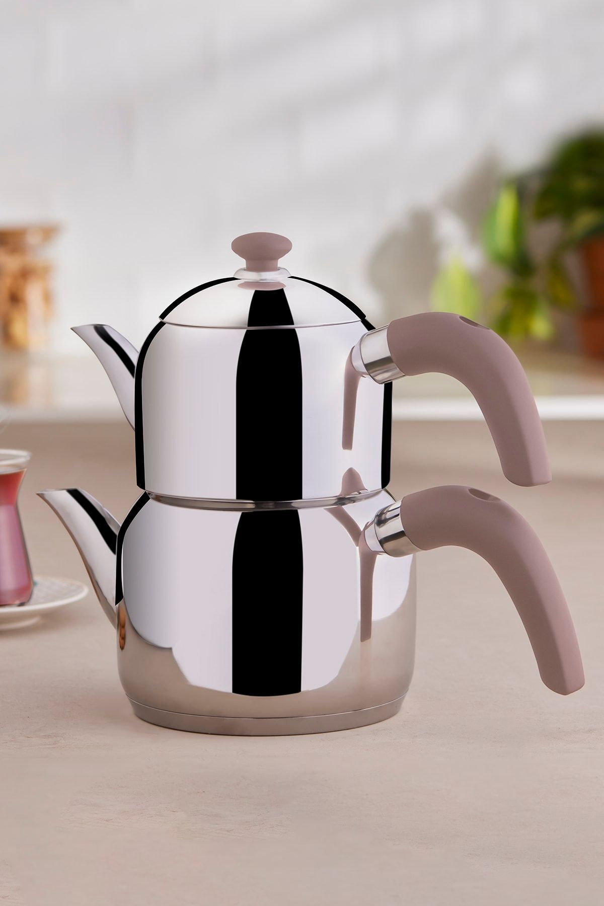 Karaca Edge Mini Induction-Based Teapot Set Rose 2