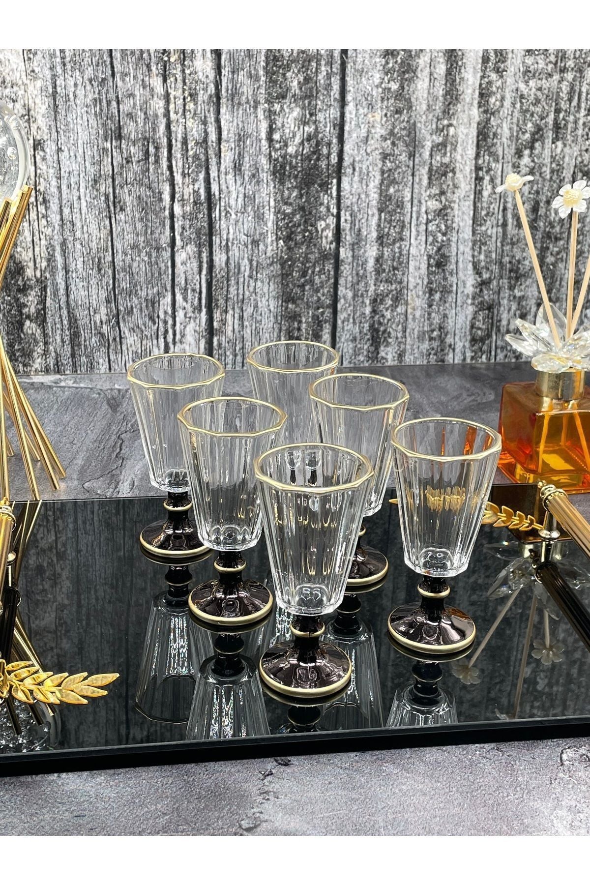 YzHome 6 Piece Gilded Coffee Side Water Glass Flute Cup 4