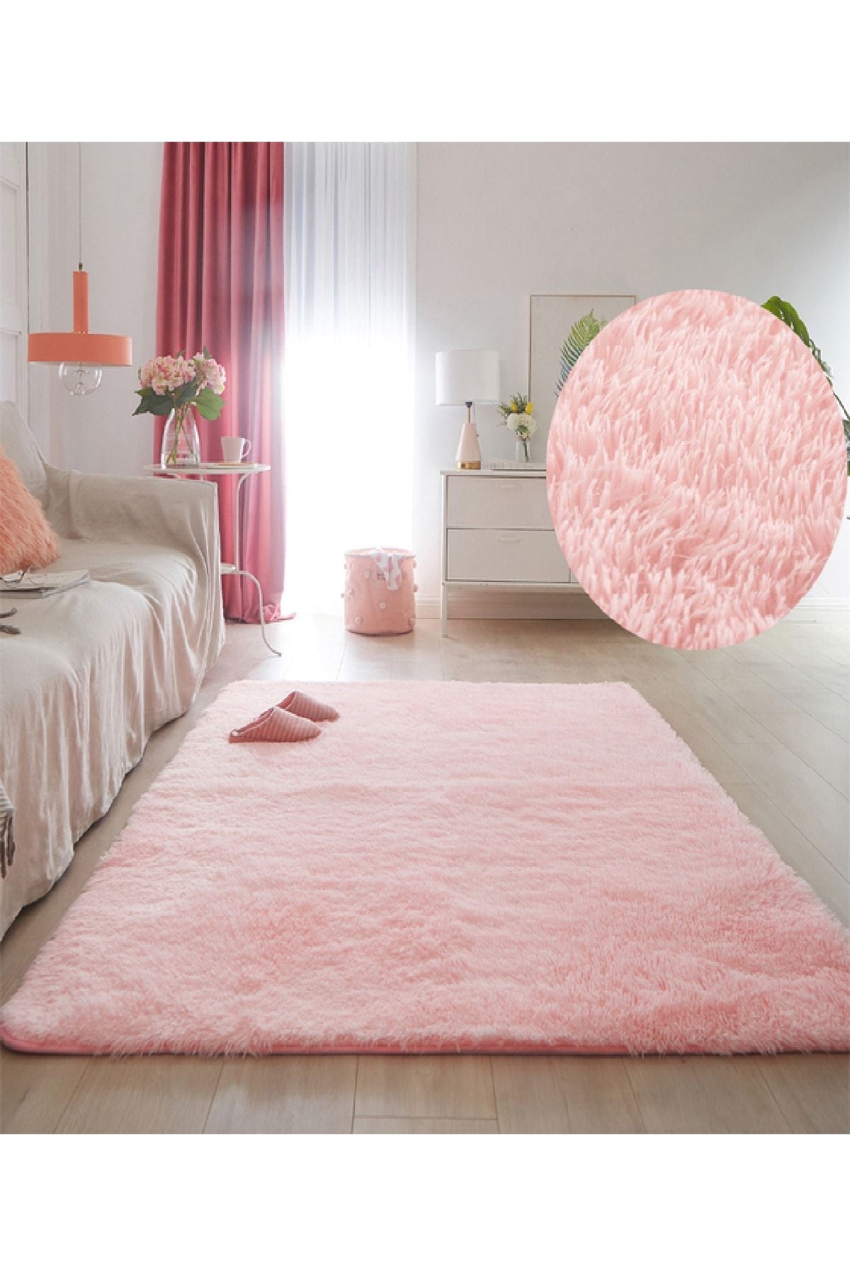 ALgorand Home Pink Plush Thick Carpet for Living Room and Bedroom 1