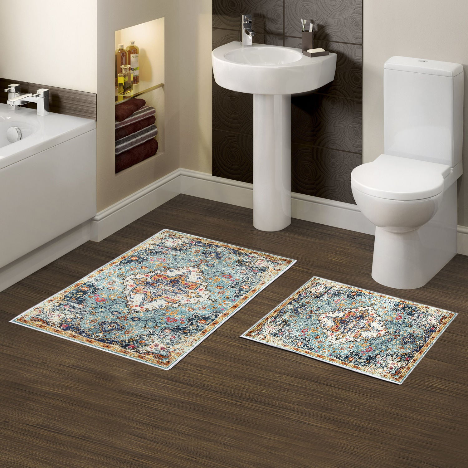 Bathmat Set (2 Pieces) Kt429 V2 Multicolor 299ANR1573 1