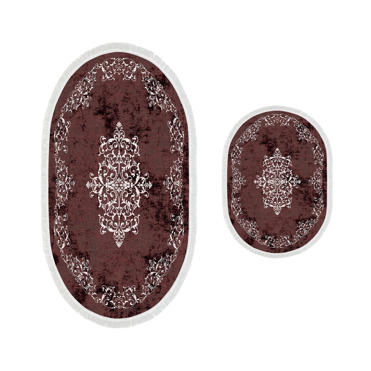 Bathmat Set (2 Pieces) 410616 - O - Claret Red Claret Red 299ANR1672 2