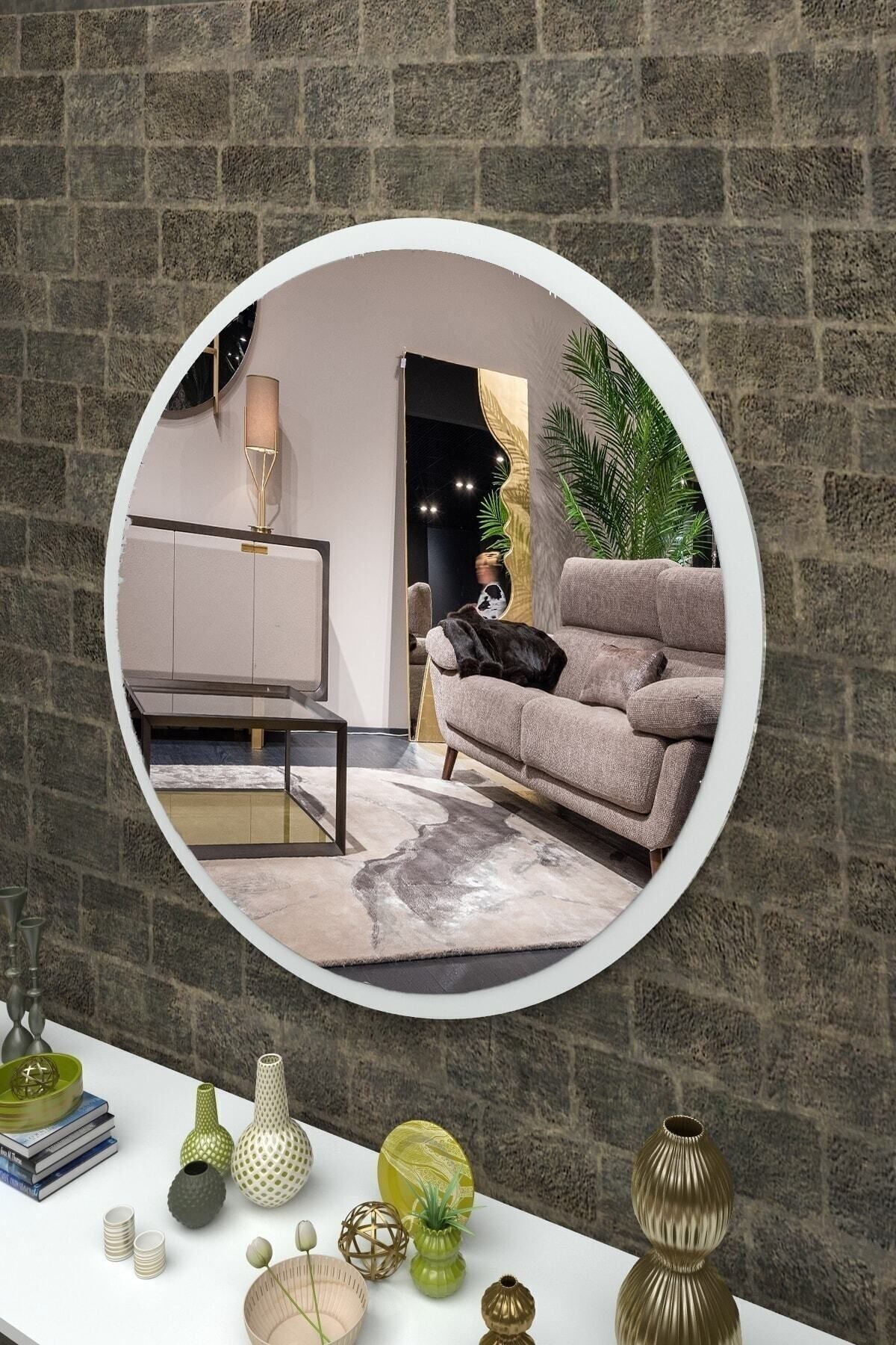 Rose Tasarım White Decorative Round Mirror 4