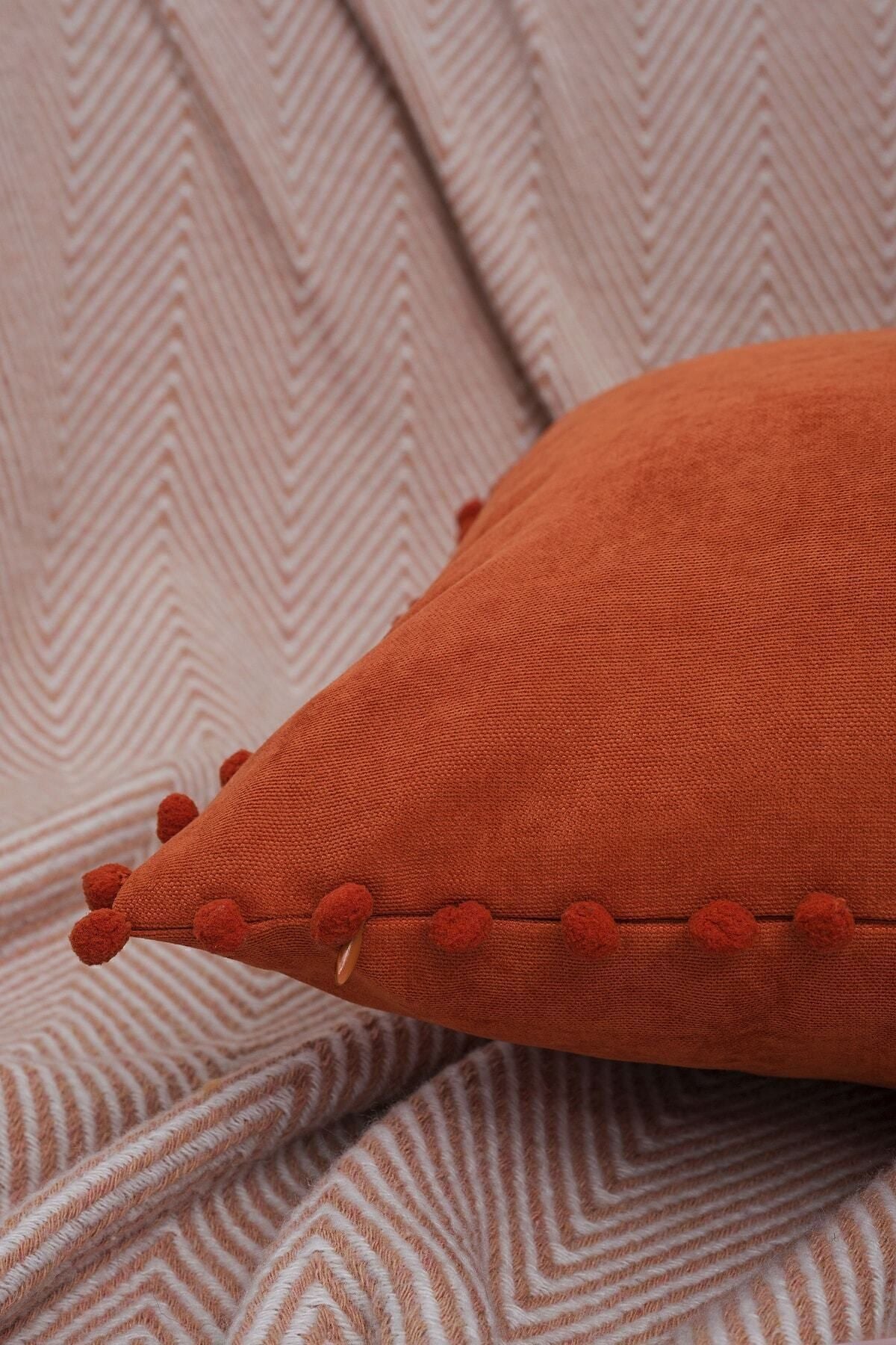 ÖzenEv Decorative Plain Brick Red Cushion Cover 4