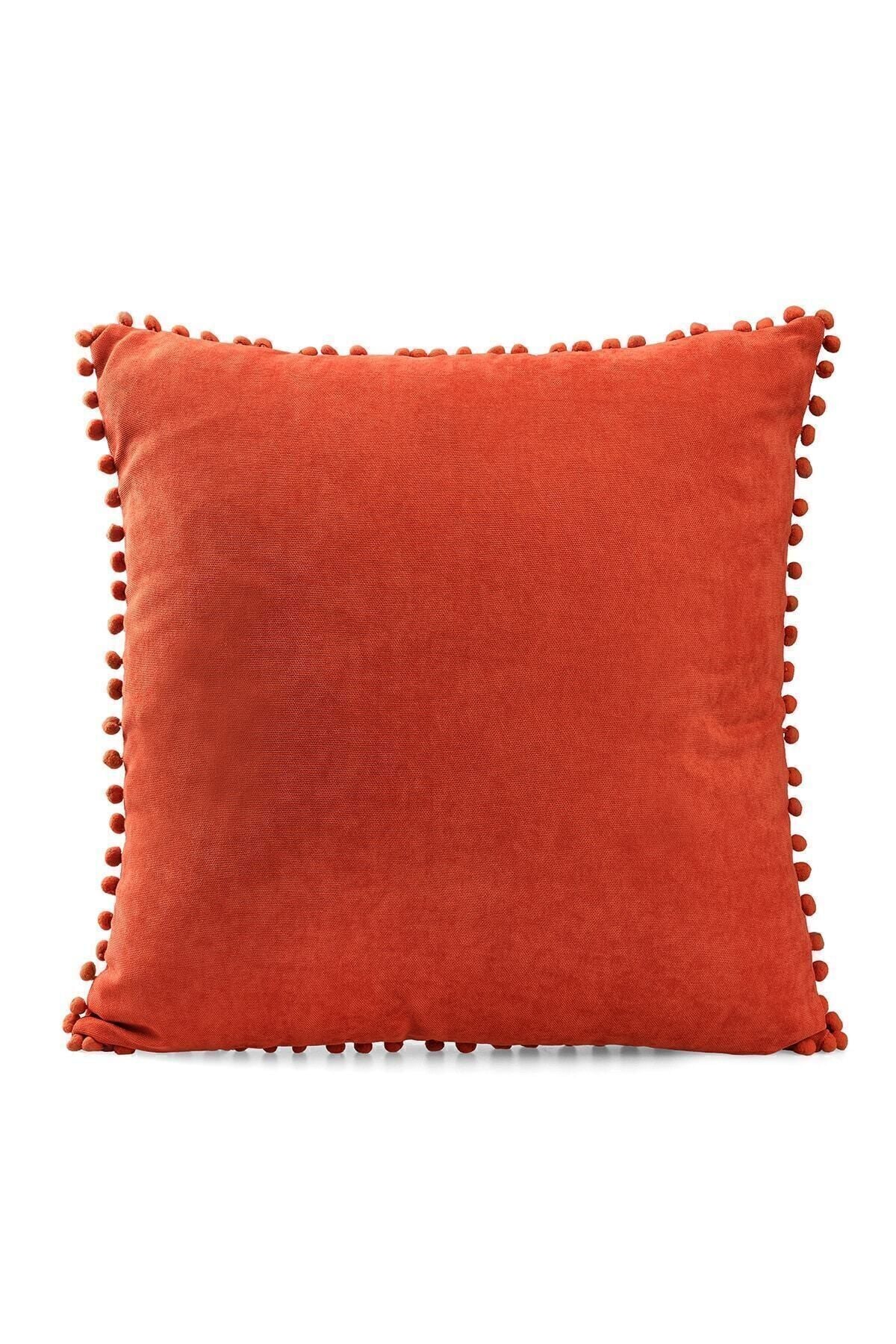 ÖzenEv Decorative Plain Brick Red Cushion Cover 6