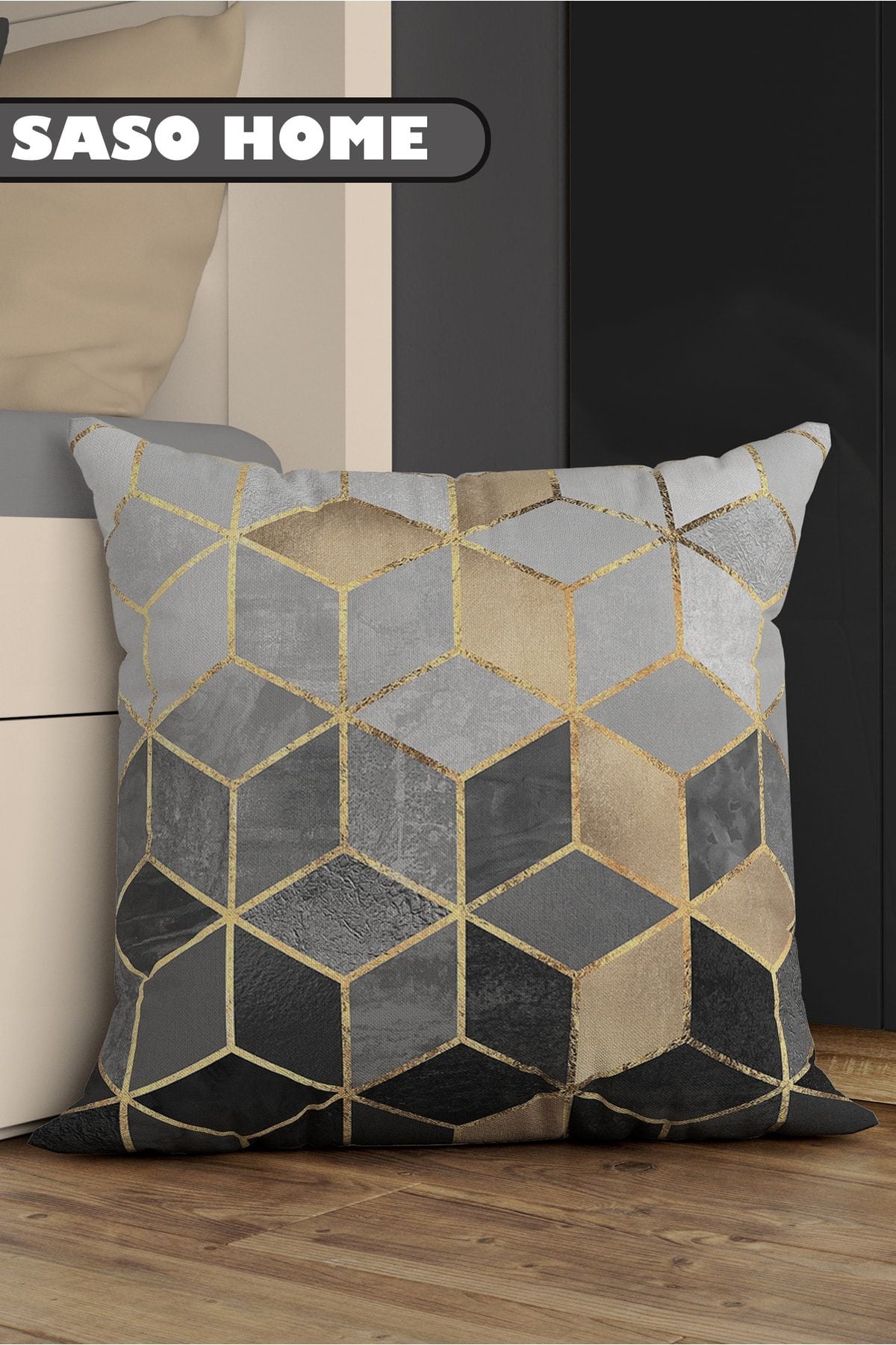 SasoHome Grey Mosaic Pattern Decorative Gift Pillow Cover - Cushion Cover 1