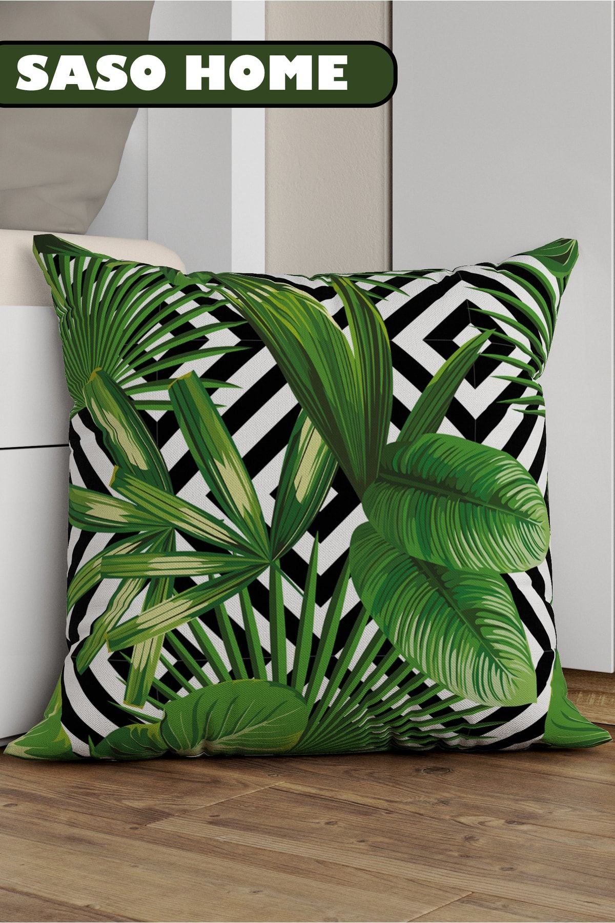 SasoHome Tropical Palm Leaf Pattern Decorative Gift Pillowcase - Cushion Cover 1