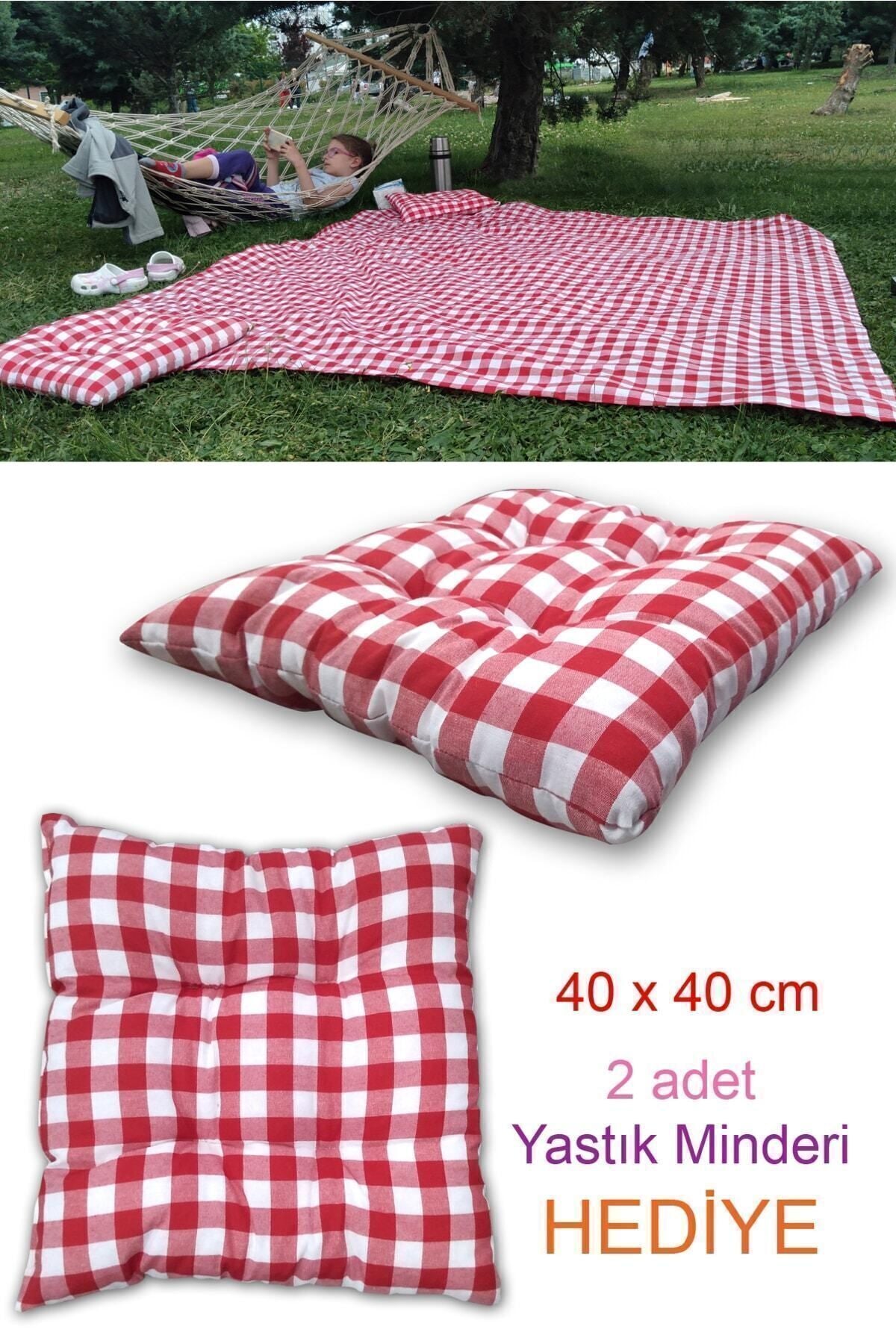 CARTOON Picnic Set Red Picnic Blanket Large Size Tablecloth 170x170 Cm 2 Cushion Gift (40x40cm) 2