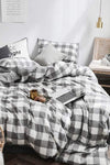 İQON Fitted Sheet Duvet Cover Set Double Size Large Gingham 1