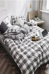 İQON Fitted Sheet Duvet Cover Set Double Size Large Gingham 3