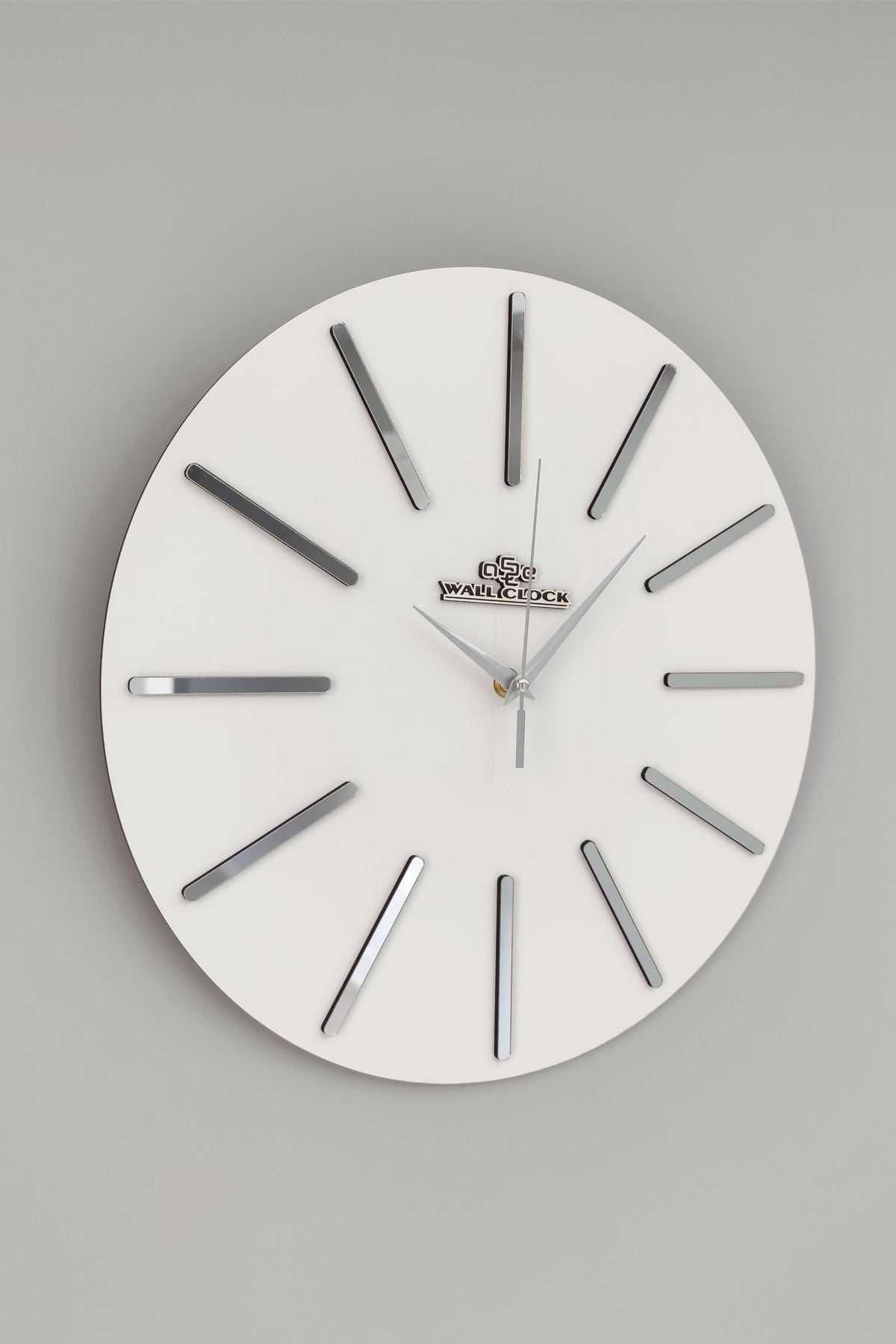 aSSe Tasarım Special Decorative Mirror Wall Clock White & Silver Silent Mechanism 37x37cm 1