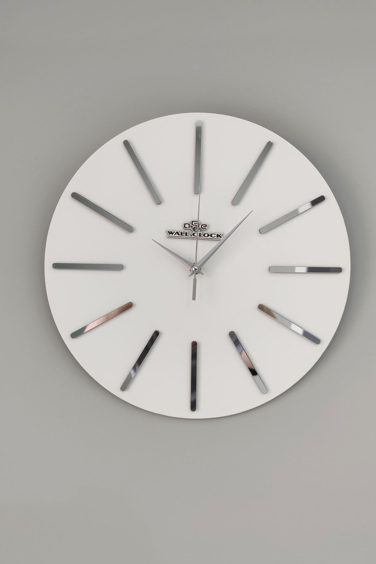 aSSe Tasarım Special Decorative Mirror Wall Clock White & Silver Silent Mechanism 37x37cm 2