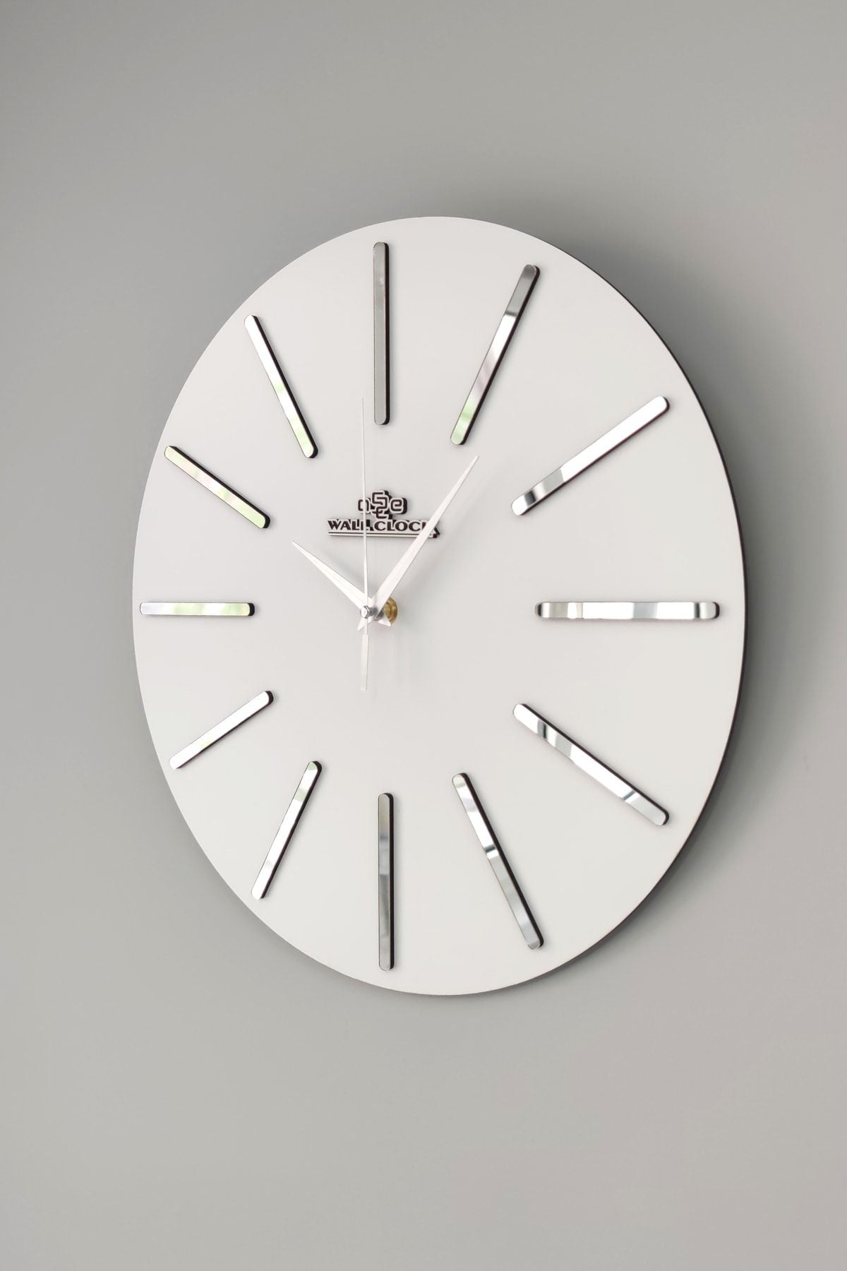 aSSe Tasarım Special Decorative Mirror Wall Clock White & Silver Silent Mechanism 37x37cm 3