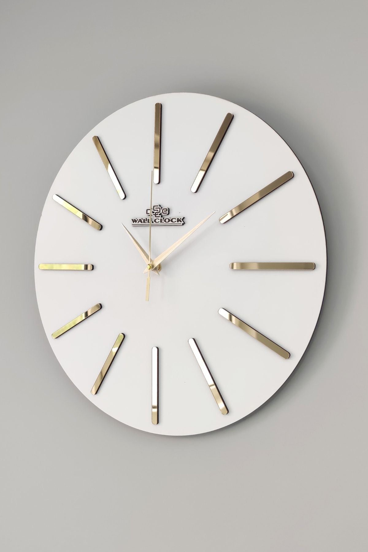 aSSe Tasarım Special Decorative Mirrored Wall Clock White & Gold Silent Mechanism 37x37cm 3