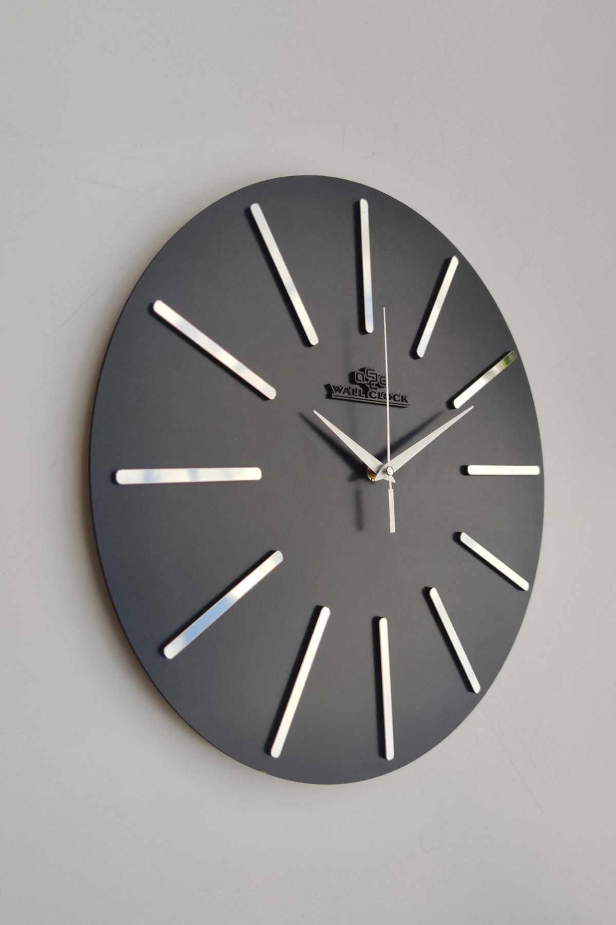 aSSe Design Special Decorative Mirror Wall Clock Black & Silver Silent Mechanism 37x37cm 1