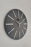 aSSe Design Special Decorative Mirror Wall Clock Black & Silver Silent Mechanism 37x37cm 1