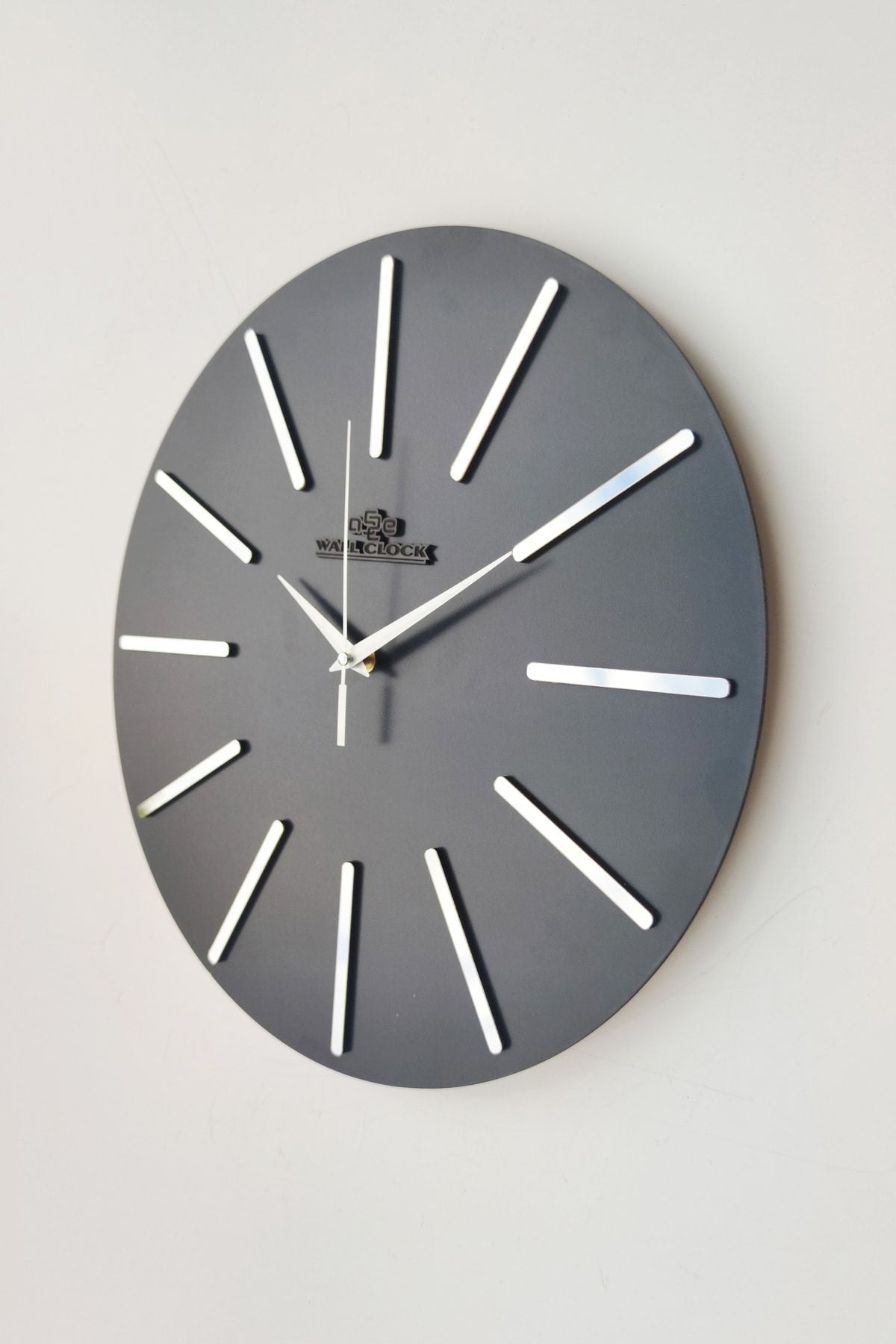 aSSe Design Special Decorative Mirror Wall Clock Black & Silver Silent Mechanism 37x37cm 3