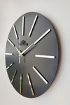 aSSe Design Special Decorative Mirror Wall Clock Black & Silver Silent Mechanism 37x37cm 4