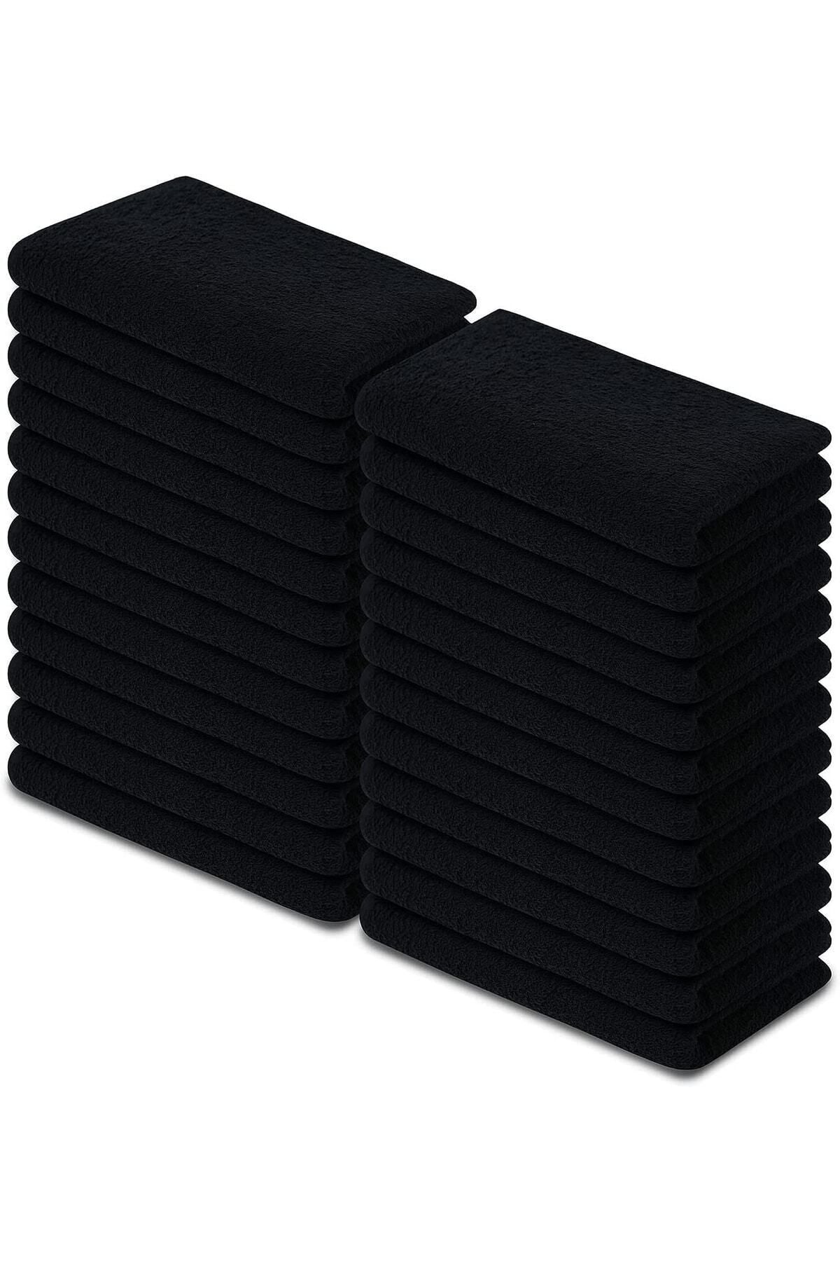 KAYABEY HOME 100% Cotton Hand Face Towel 6-Piece Black Set 30x50 2