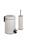 Siliwax Elit Dual Bathroom Set Beige Stainless Steel 3L Trash Can and Toilet Brush 1