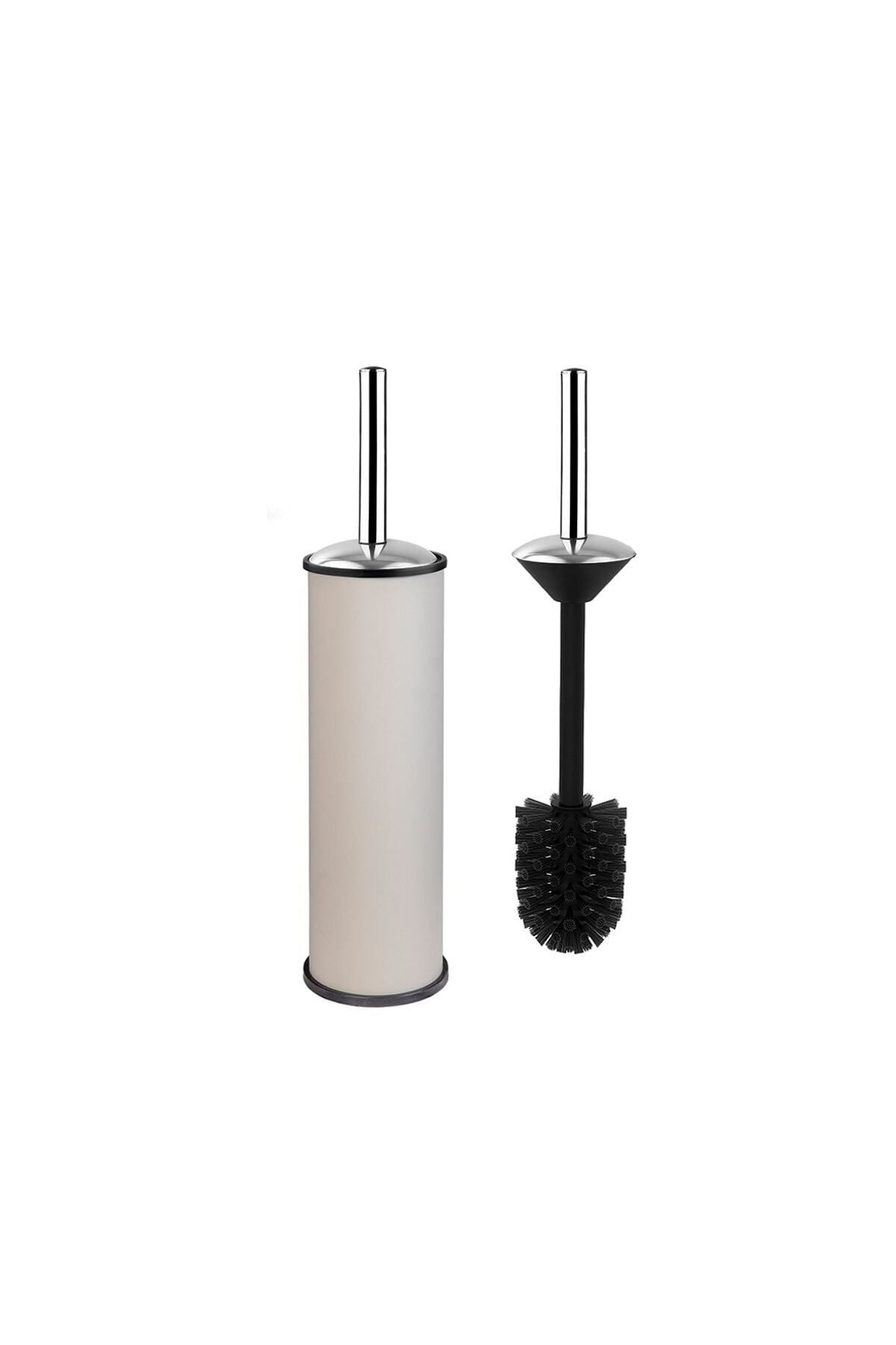 Siliwax Elit Dual Bathroom Set Beige Stainless Steel 3L Trash Can and Toilet Brush 6