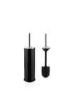 Siliwax Elit Dual Bathroom Set - Black Stainless Steel 3L Trash Can & Toilet Brush 4