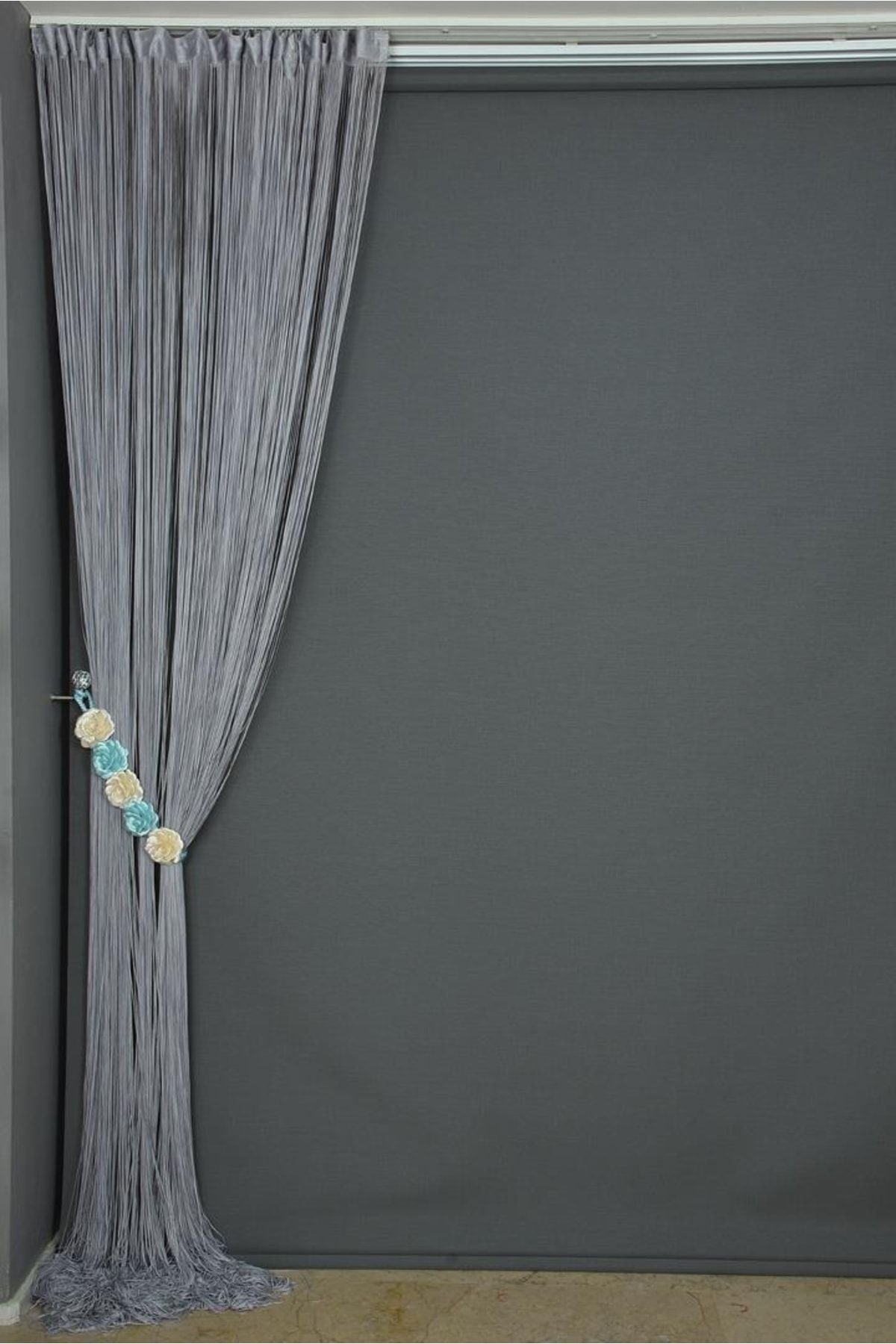 AKÇA TEKSTİL String Curtain Thin Chain Gray Color 300 X 280 Cm 5