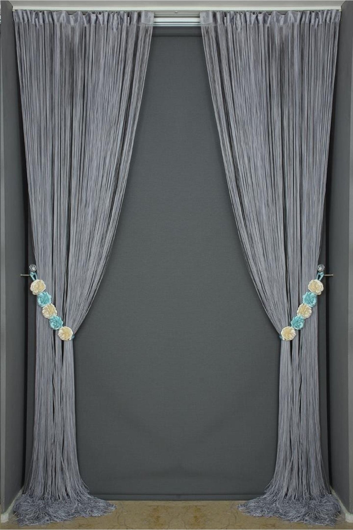 AKÇA TEKSTİL String Curtain Thin Chain Gray Color 300 X 280 Cm 7