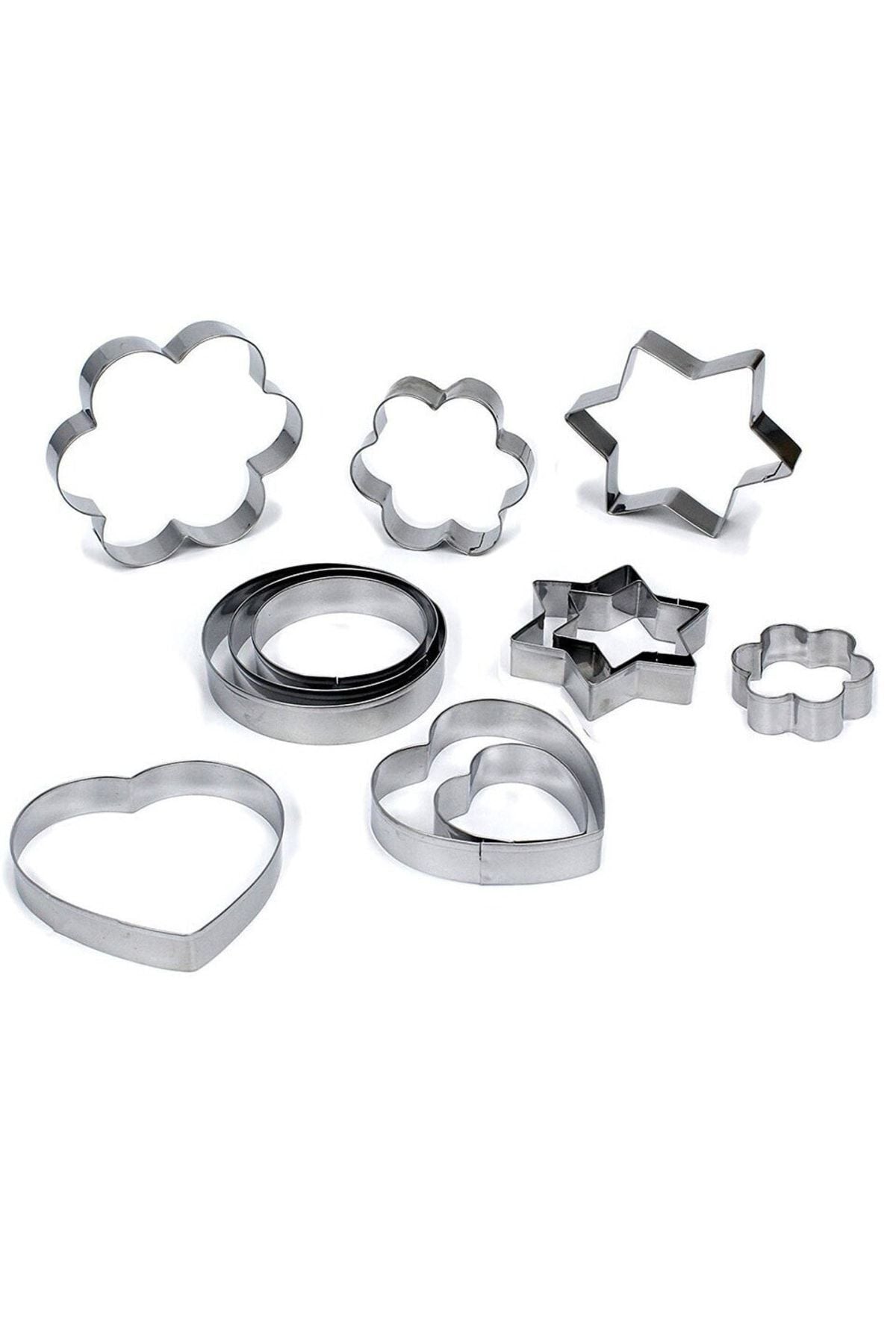 Nar Kalıp Narkalıp Round Heart, Star, Flower 12-Piece Cookie Cutter Set 3