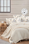 Vionel Home 100% Cotton Double Bedspread, Waffle Pattern, Pom Pom Cream Blanket 1